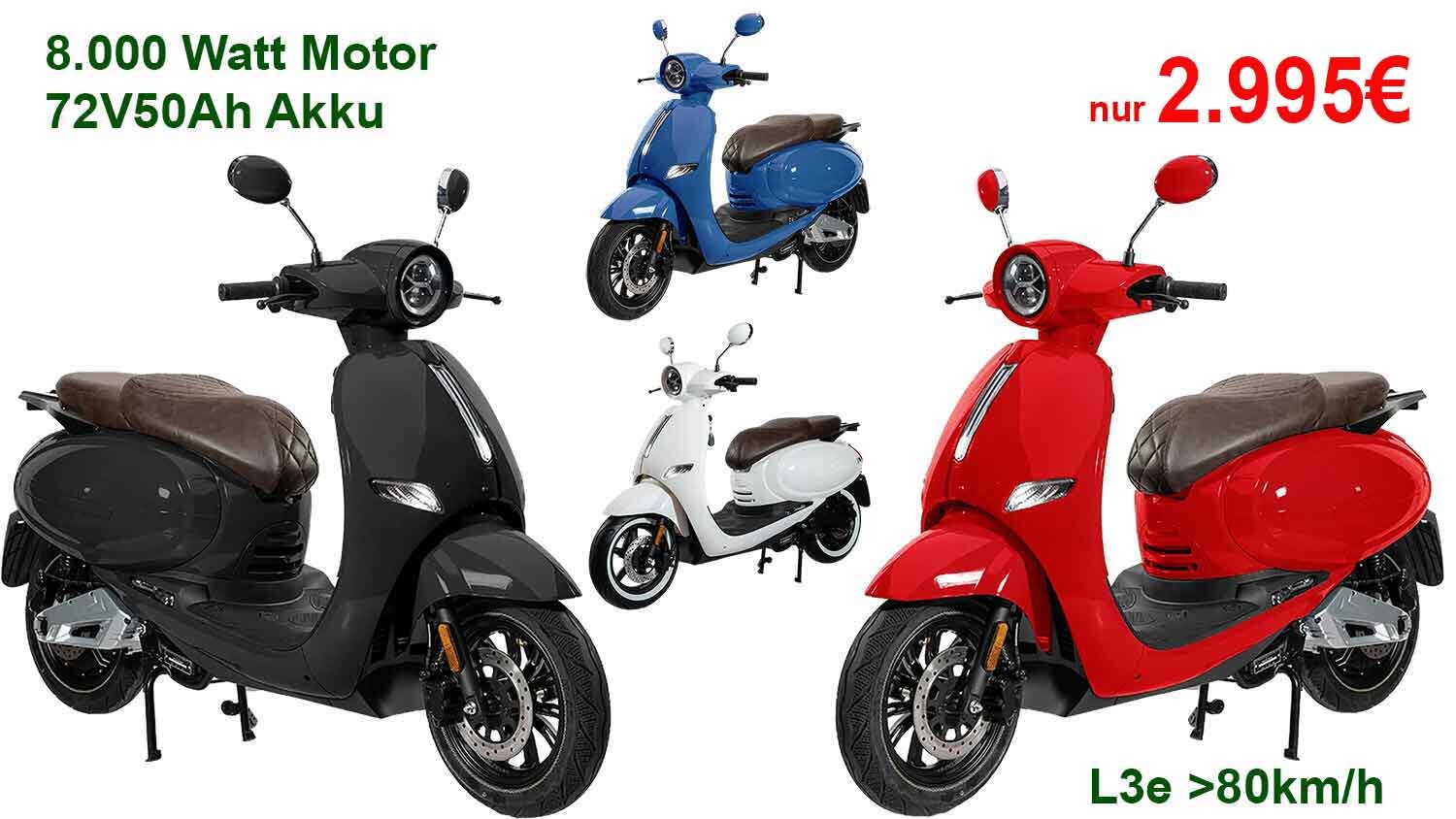 KN-Y 125cc L3e Motorroller elektrisch 72V50Ah Akku