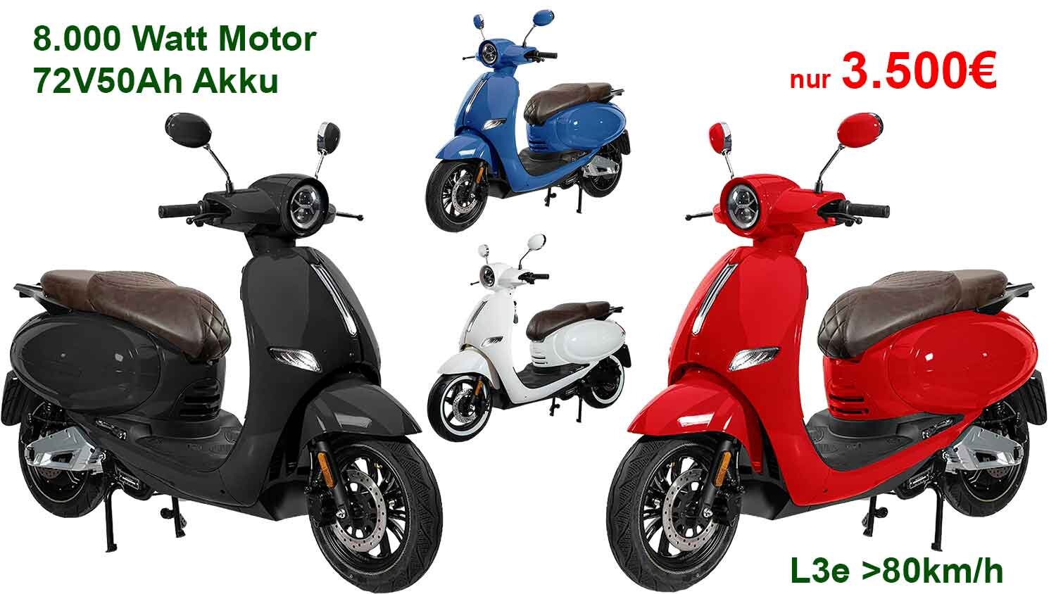 KN-Y 125cc L3e Motorroller elektrisch 72V50Ah Akku