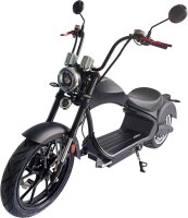 Rocknbikes RE10 MH3 Elektro-Chopper Schwarz-Matt 45km/h Doppelsitzbank Alufelgen 3kW  Akku 60V30Ah