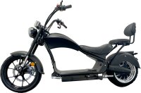 Rocknbikes RE10 MH3 Elektro-Chopper Schwarz-Matt 45km/h Doppelsitzbank Alufelgen 3kW  Akku 60V30Ah