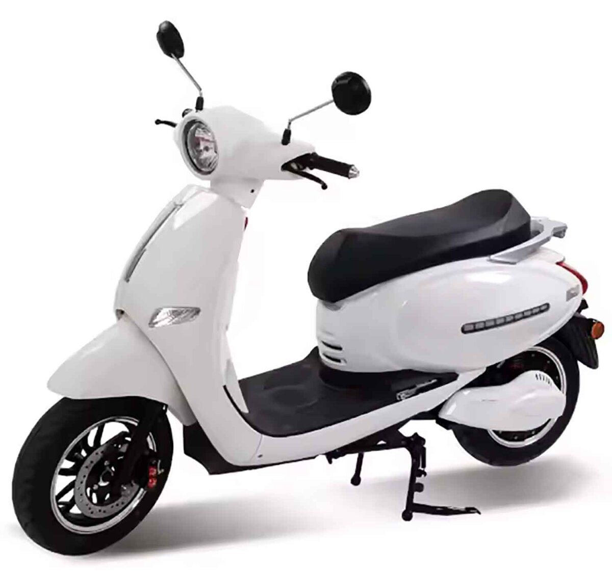 RocknBikes KAINING KN-YZ Elektroroller in Weiss– Seiteansicht Vorne-Links mit LED-Licht und sportlichem Design