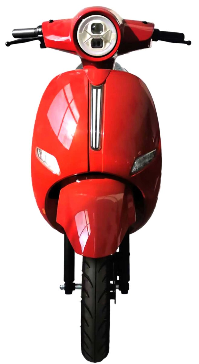 RocknBikes KN-YZ Elektroroller in Schwarz – Frontansicht mit LED-Licht und sportlichem Design