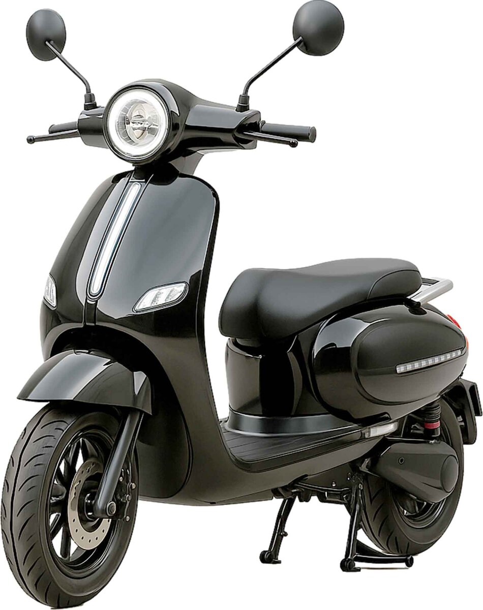 RocknBikes KAINING KN-YZ 8000W E-Roller – Seitenansicht in elegantem Schwarz, mit Sitzbank und digitalem Display