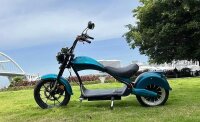 Rocknbikes RE10 MH3 Elektro-Chopper Matt Saphire Green 45km/h Doppelsitzbank Alufelgen 3kW  Akku 60V30Ah